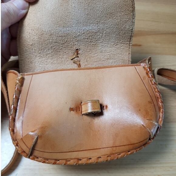 Hand Crafted Natural Leather Mini Crossbody Purse - Picture 5 of 9